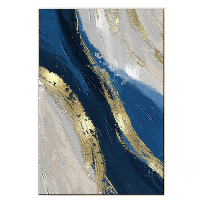 Navy blue Gold Ocean Painting