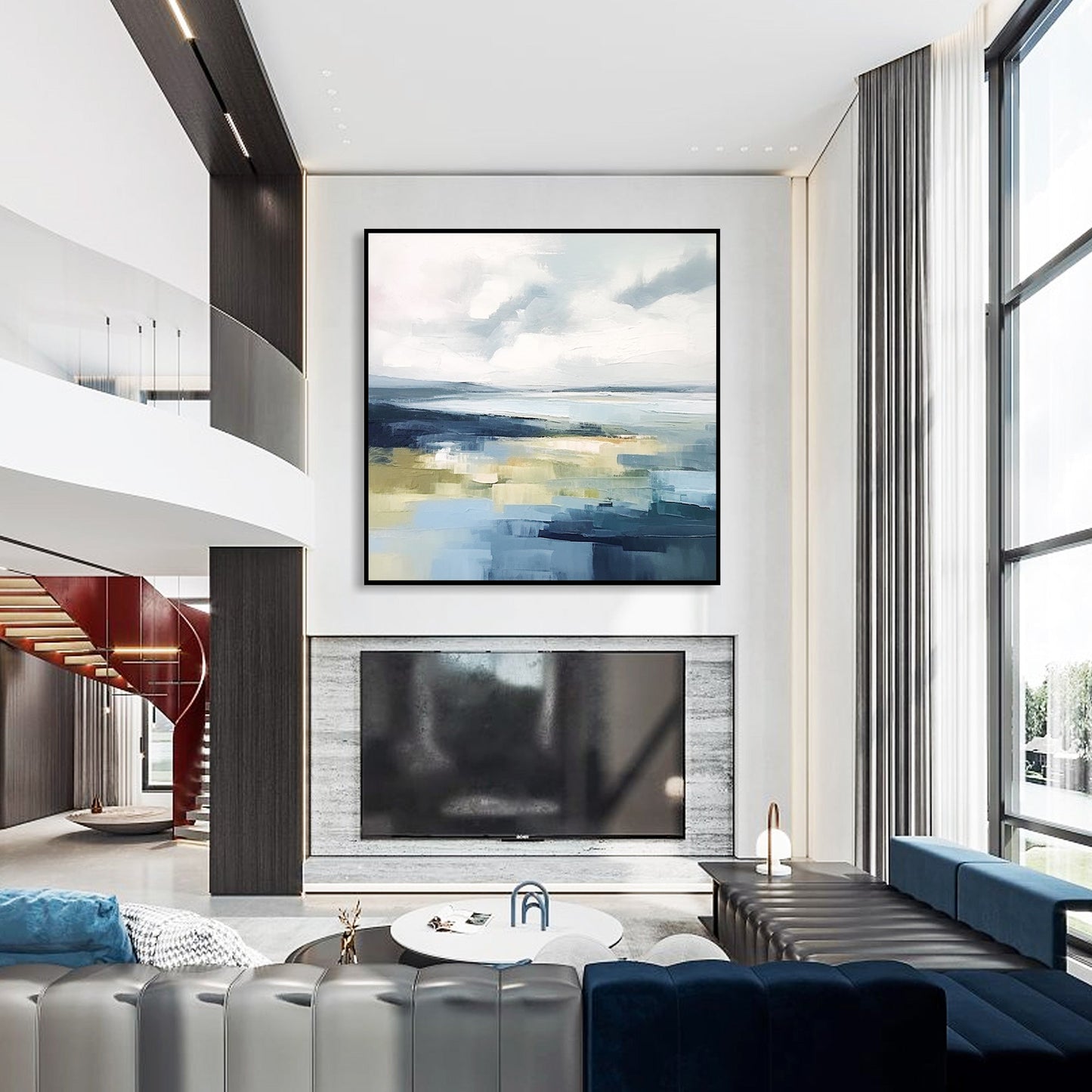 Large Original Blue Ocean Abstract Painting