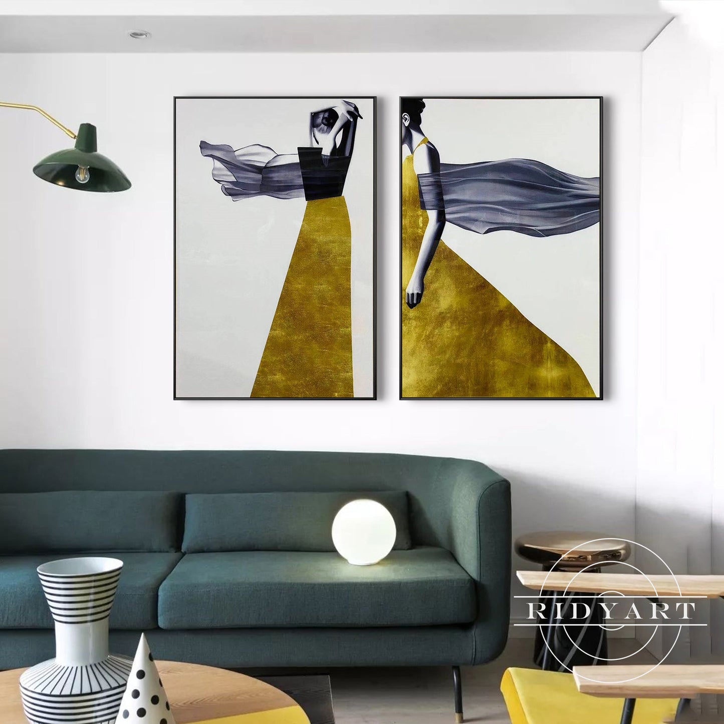 navy blue&gold abstract wall art_09
