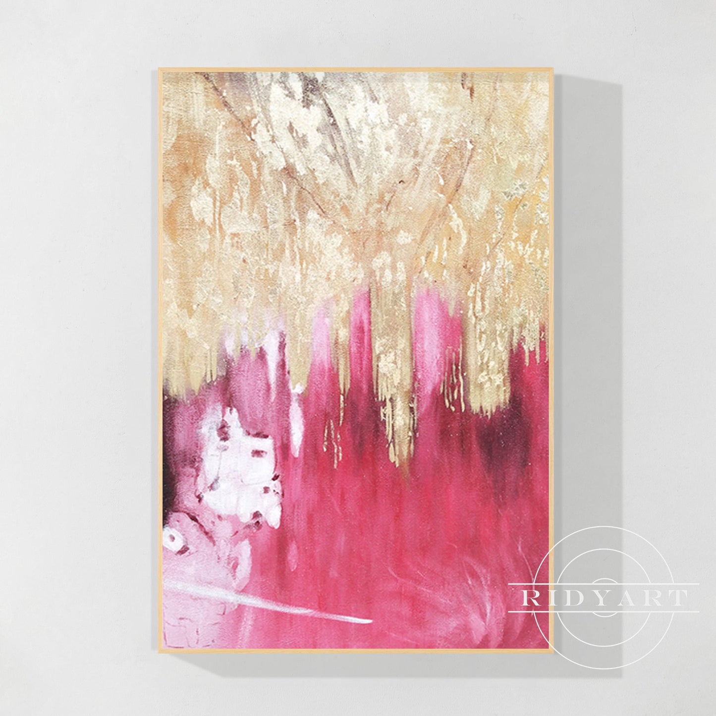 Pink Gold Foil Abstract Canvas Painting Wall Art