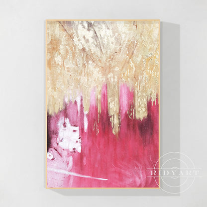 Pink Gold Foil Abstract Canvas Painting Wall Art