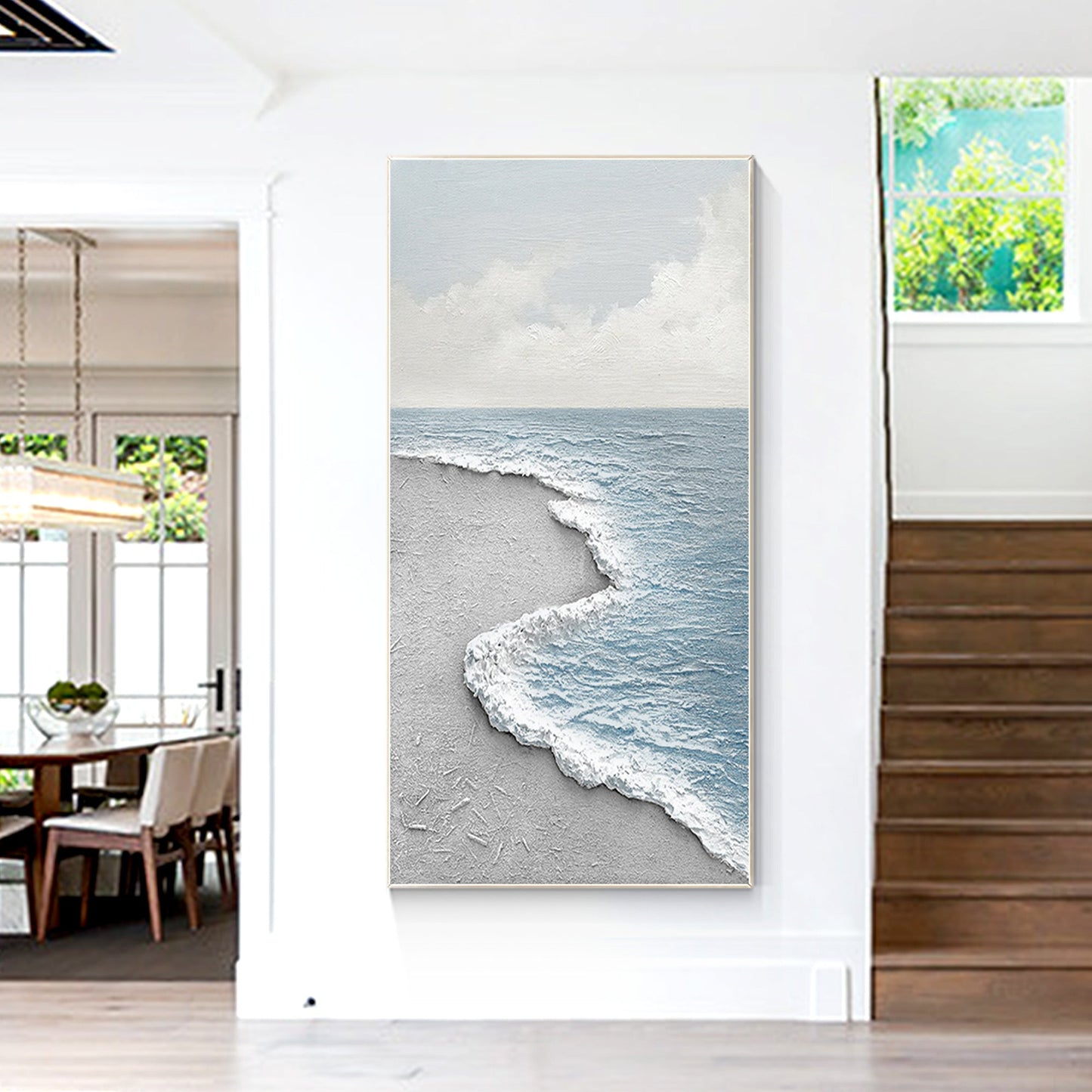 Modern Abstract Texture Sea Painting Large Vertical Art