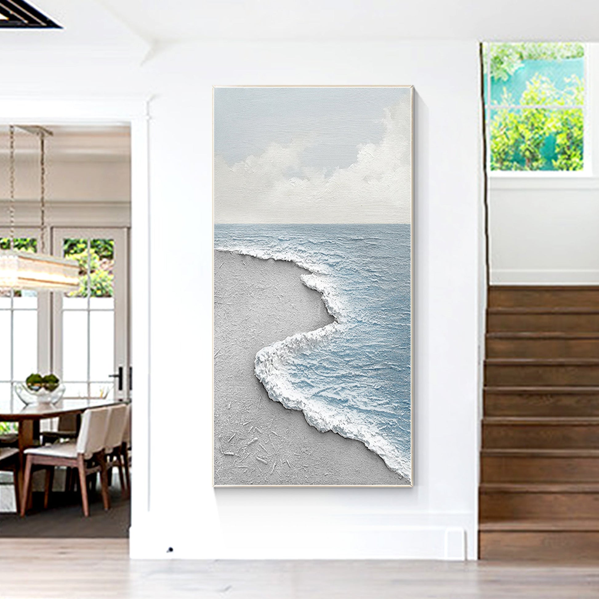 Modern Abstract Texture Sea Painting Large Vertical Art