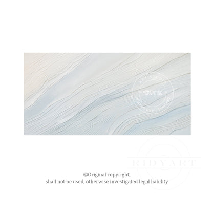 Cream White Light Blue Ocean Painting - 3D Textured Wall Art