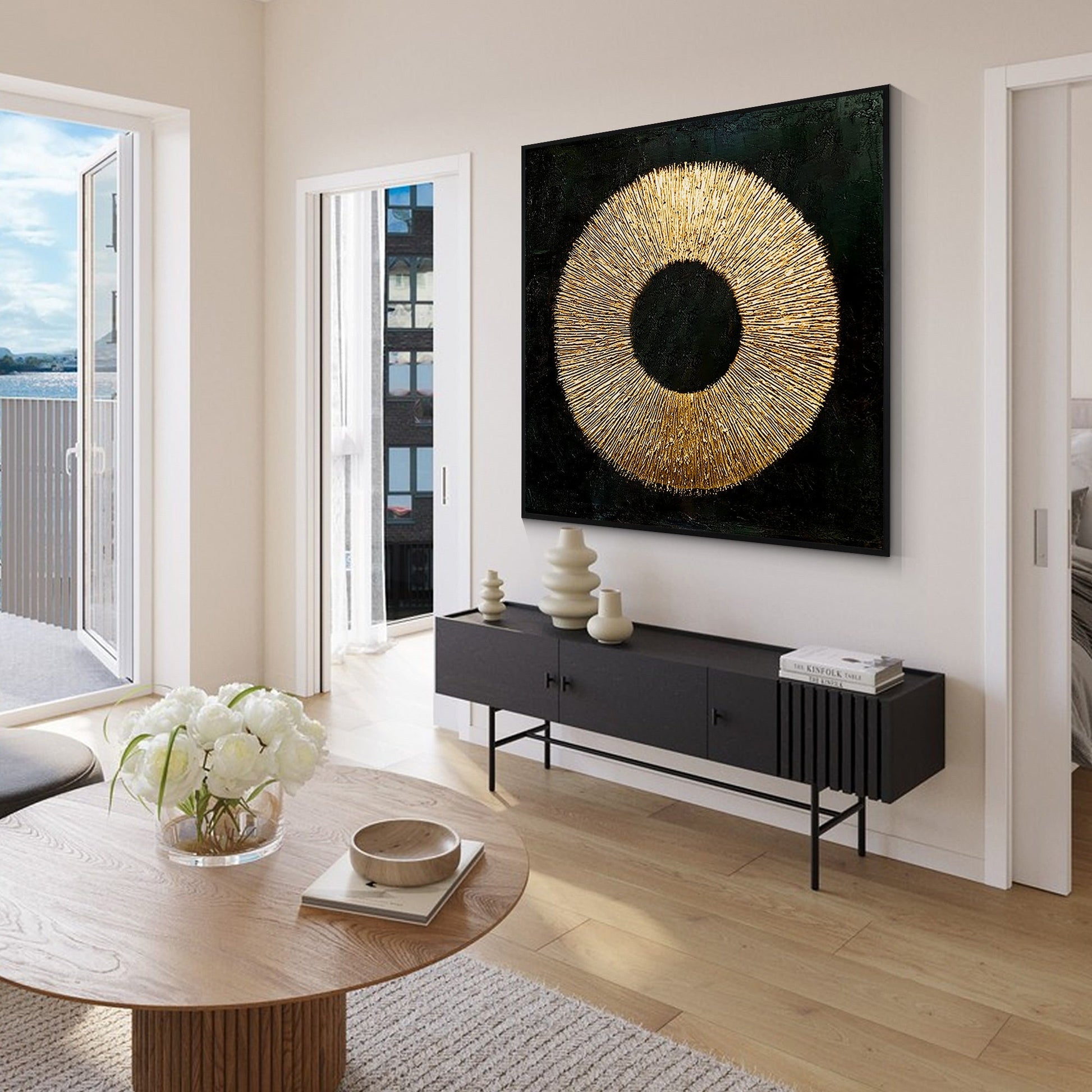 Black Gold Abstract wall art_7art0722