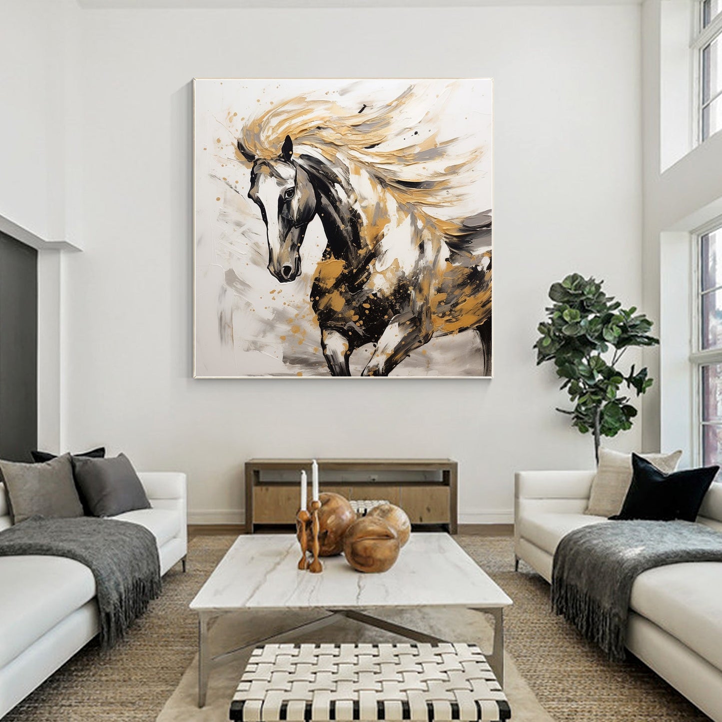 Black Gold Running Horse Painting