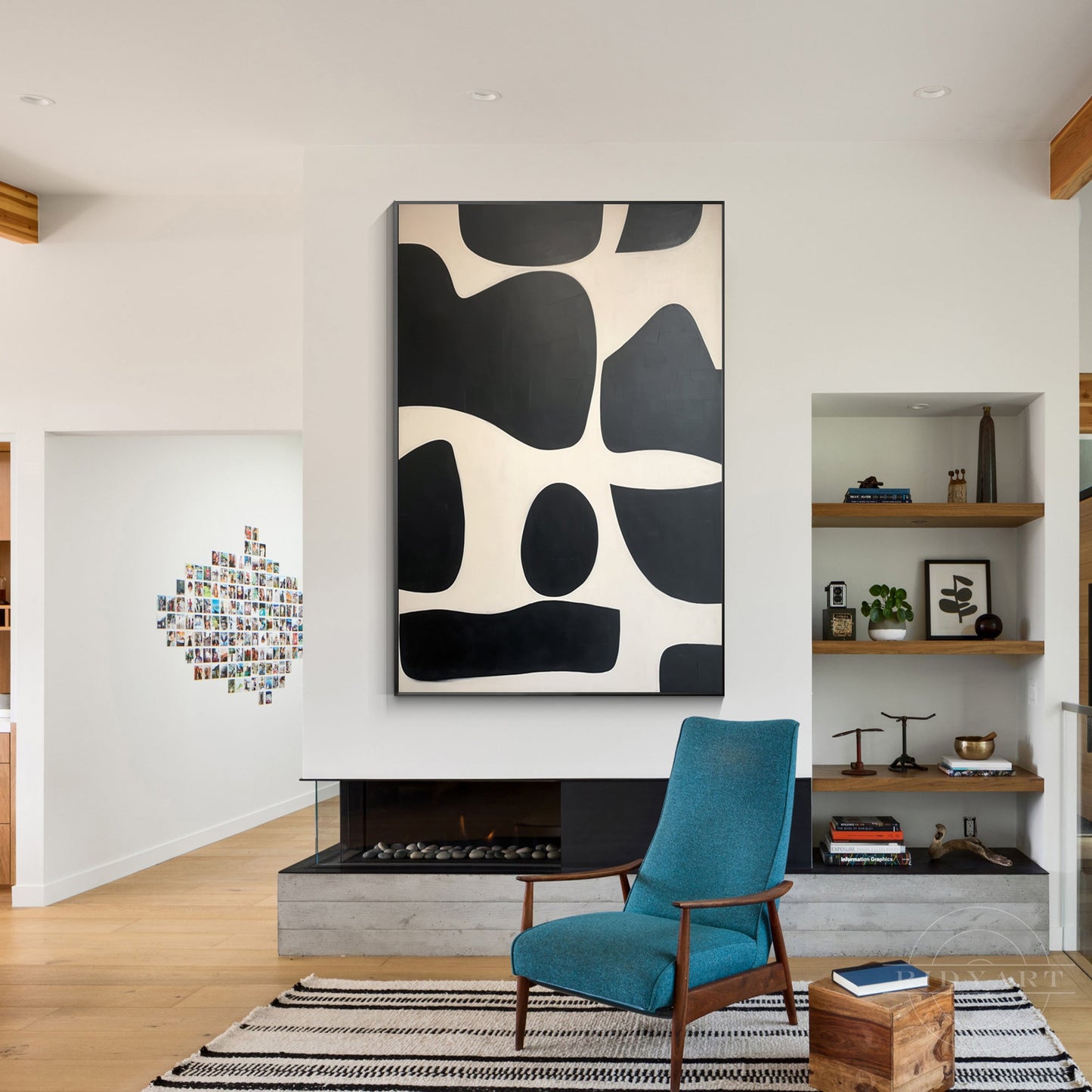 Black Beige Geometric Organic Shape Painting