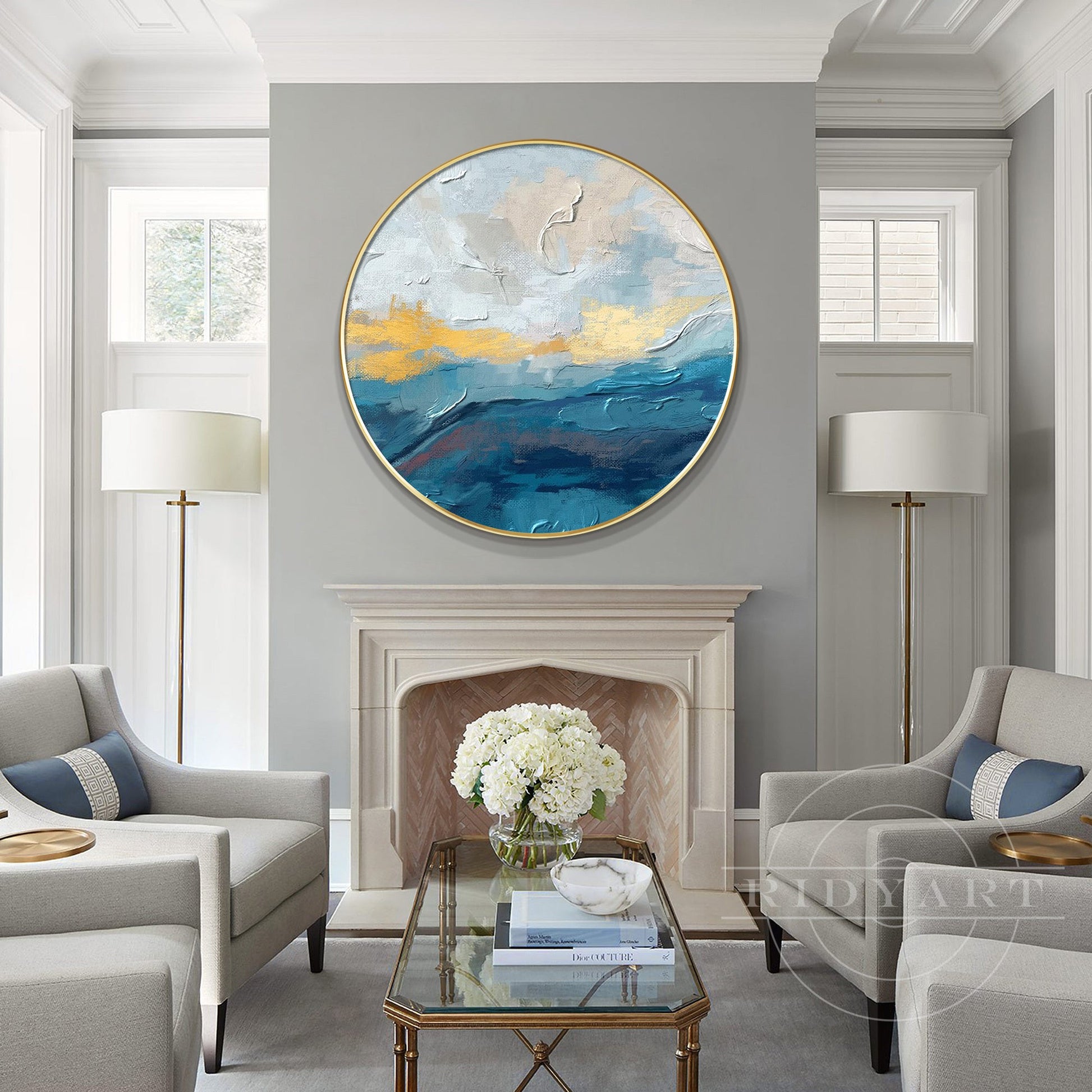 Round Gold Blue wall art