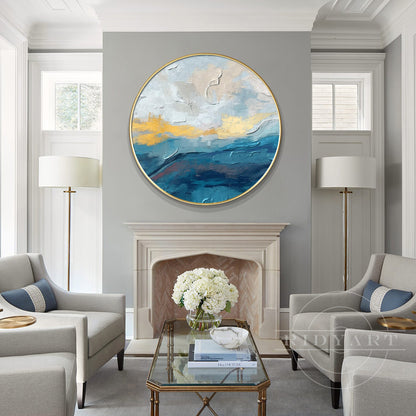 Round Gold Blue wall art