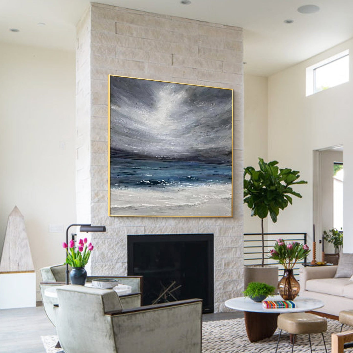Abstract Blue Gray Wall Art