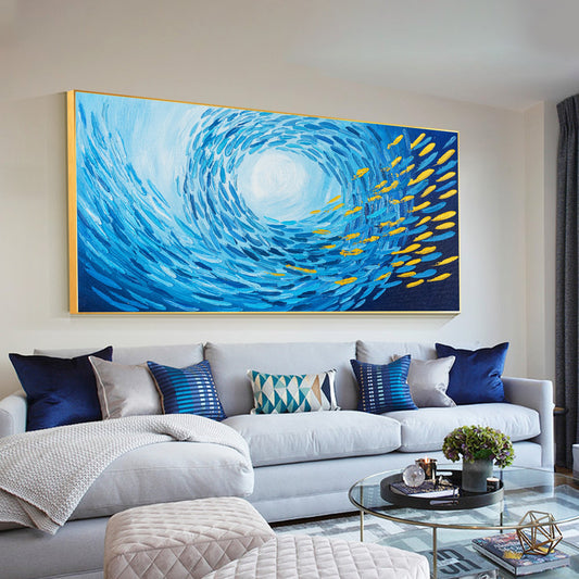 Original Blue School Of Fish Painting