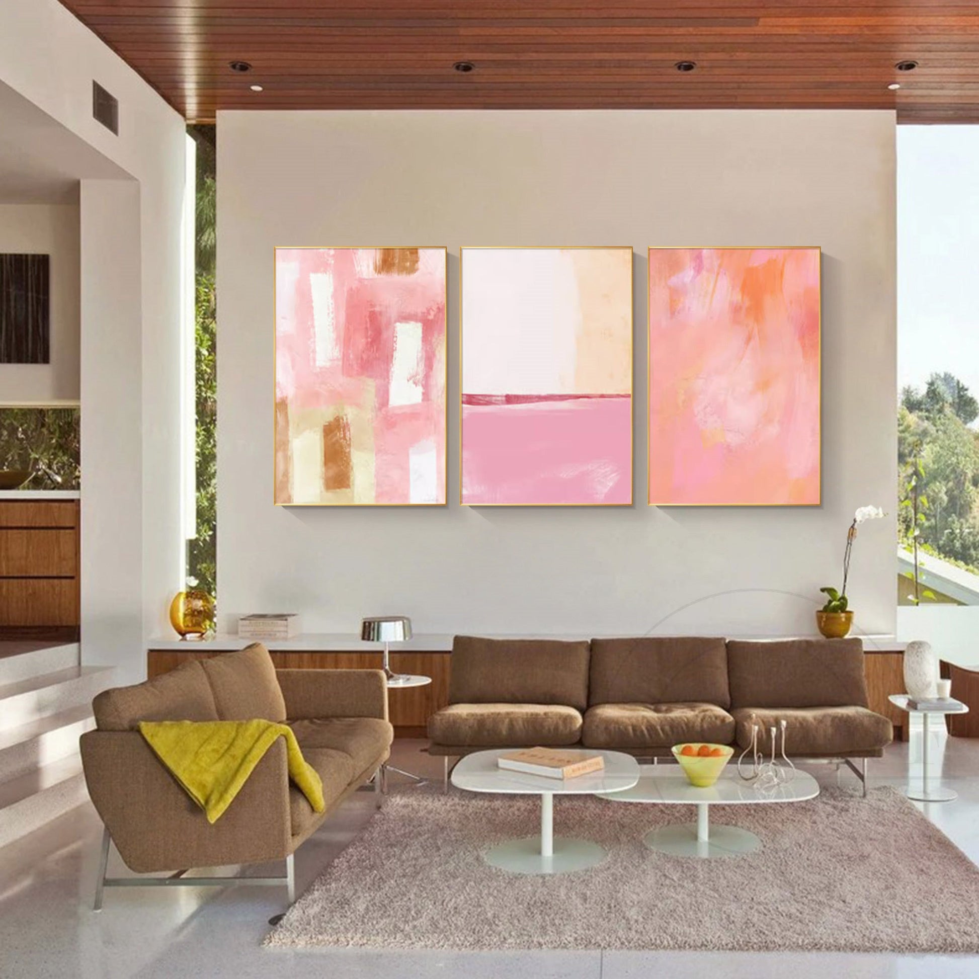 Set of 3 Abstract Blush Wall Art