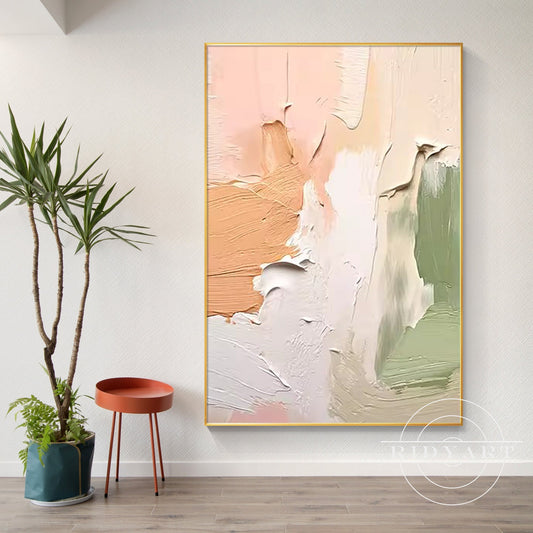Beige and green wall art