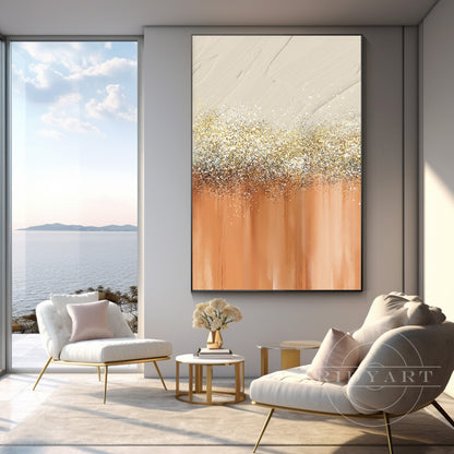 Orange Gold Silver wall art