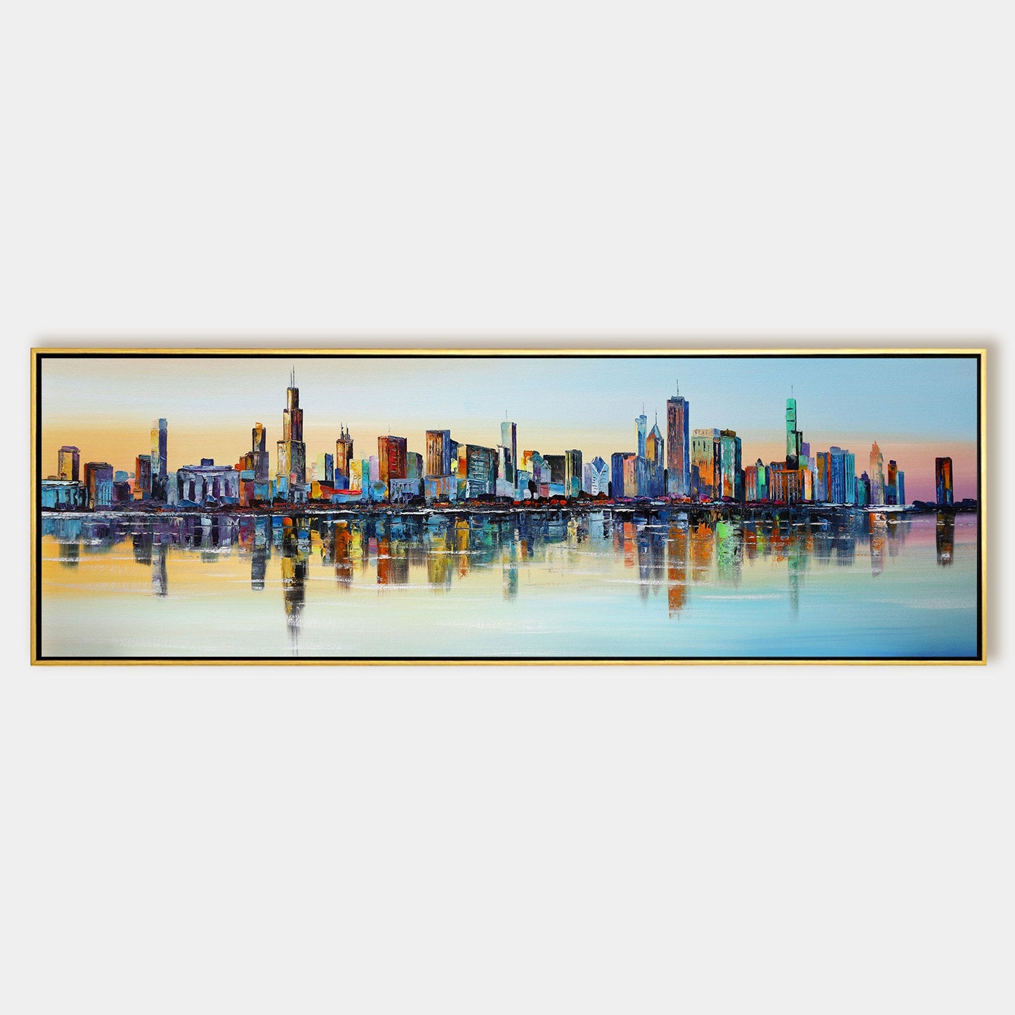 Chicago Sunset Skyline painting