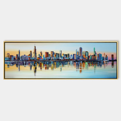Chicago Sunset Skyline painting