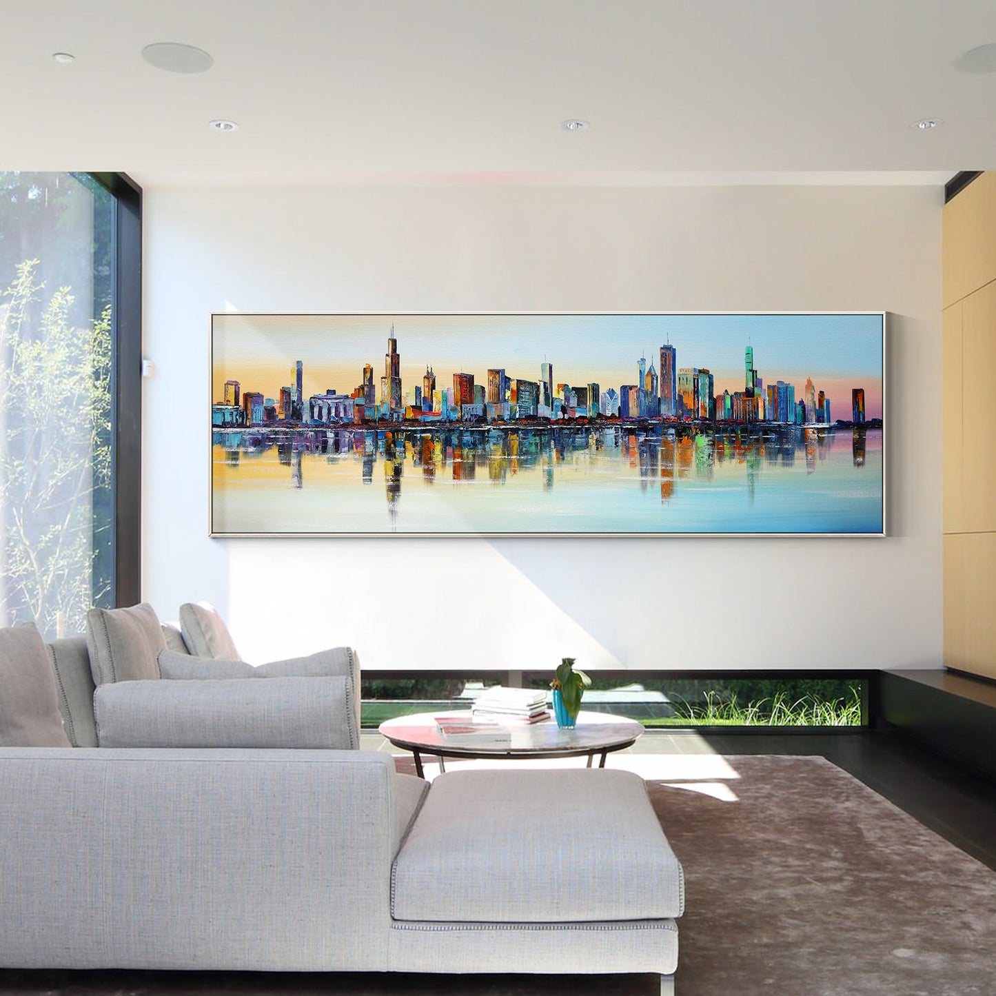 Chicago Sunset Skyline painting