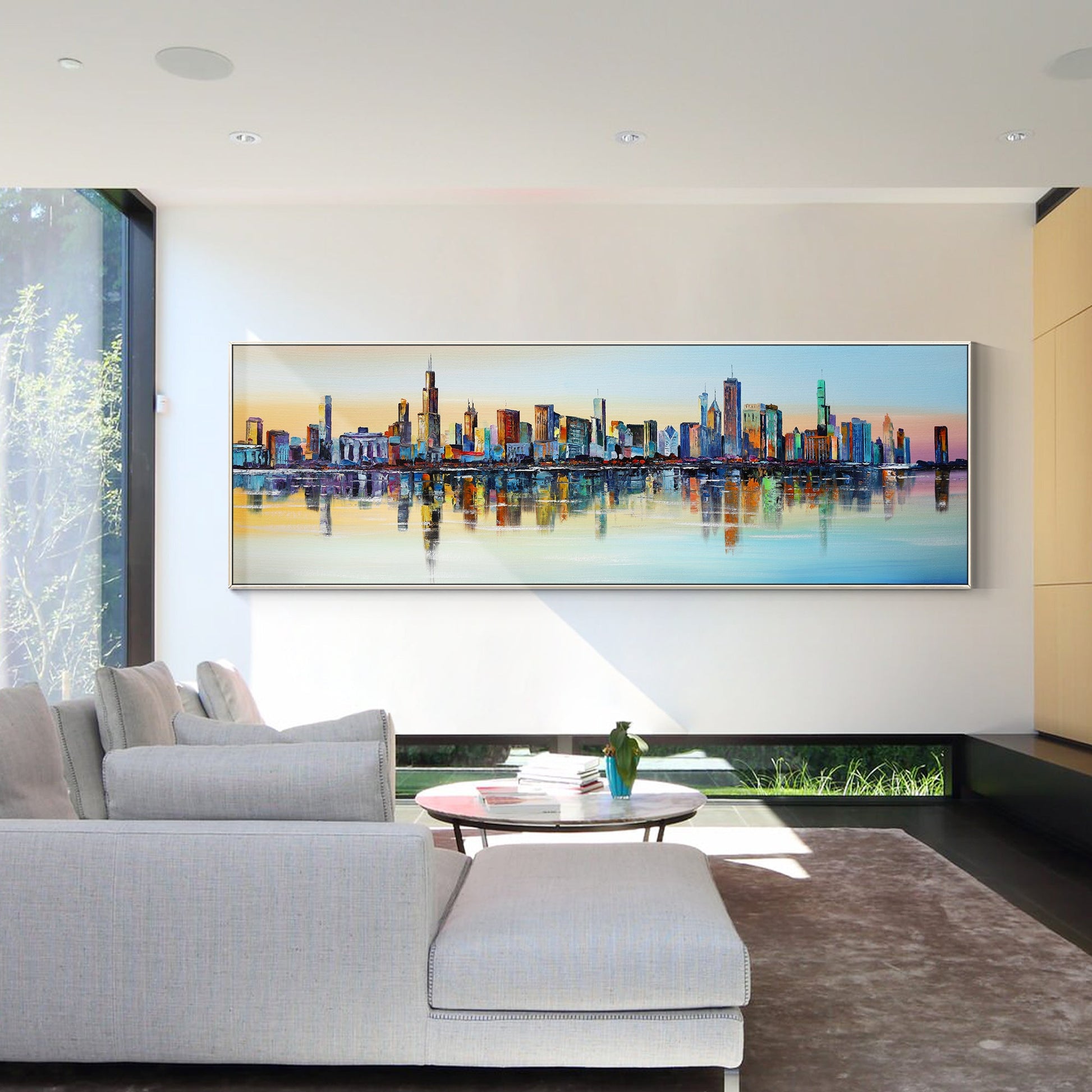 Chicago Sunset Skyline painting