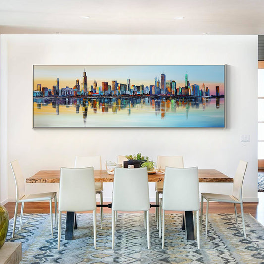 Chicago Sunset Skyline painting