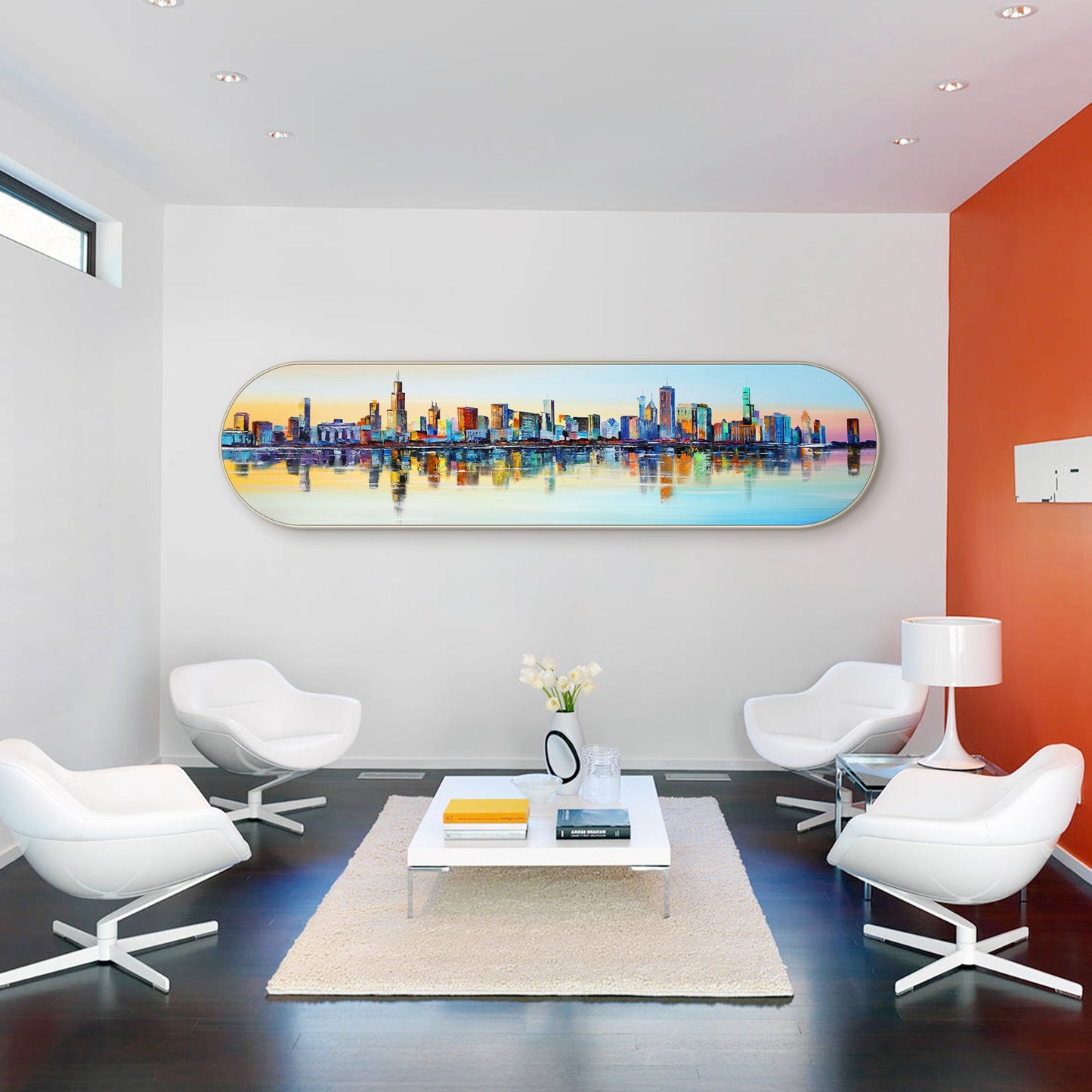 Chicago Skyline Painting Long Narrow Art