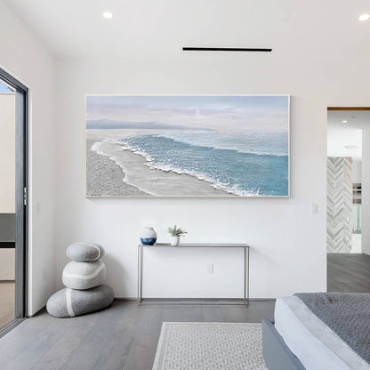 Blue white Ocean Beach Painting