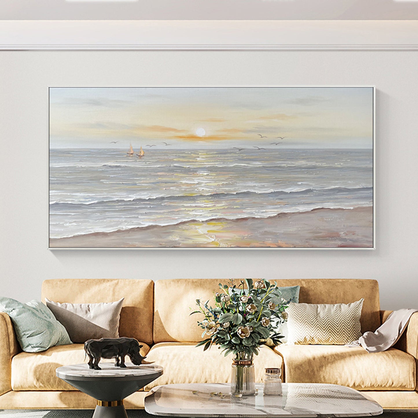 Coastal Sunset Landscape Oil Painting