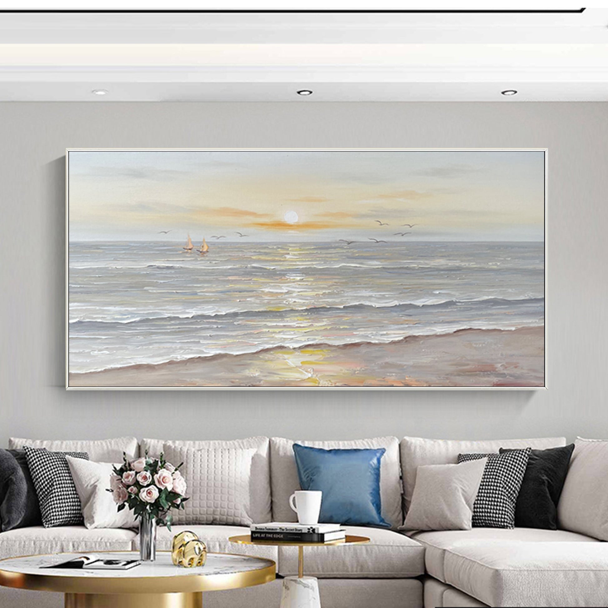 Coastal Sunset Landscape Oil Painting