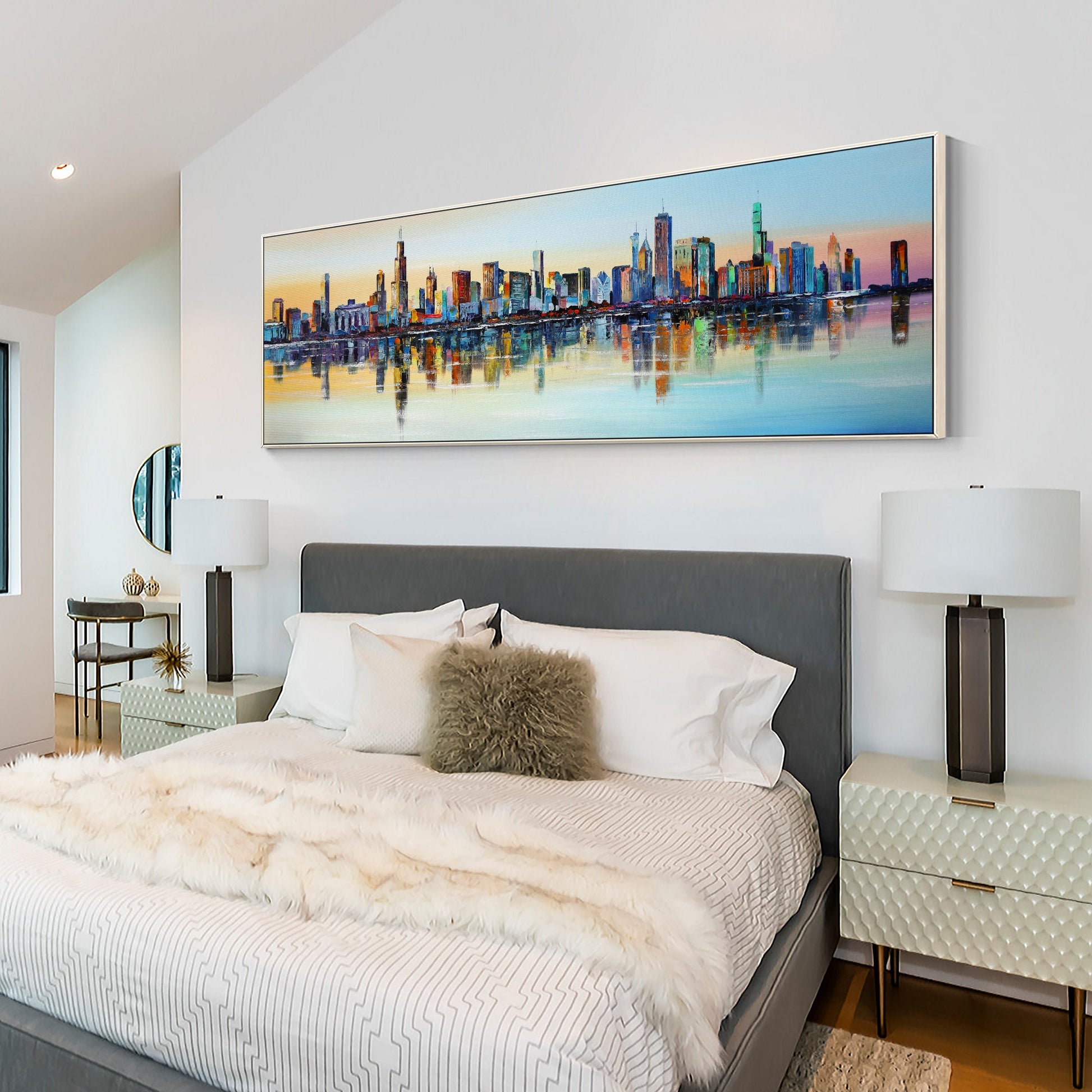 Chicago Sunset Skyline painting