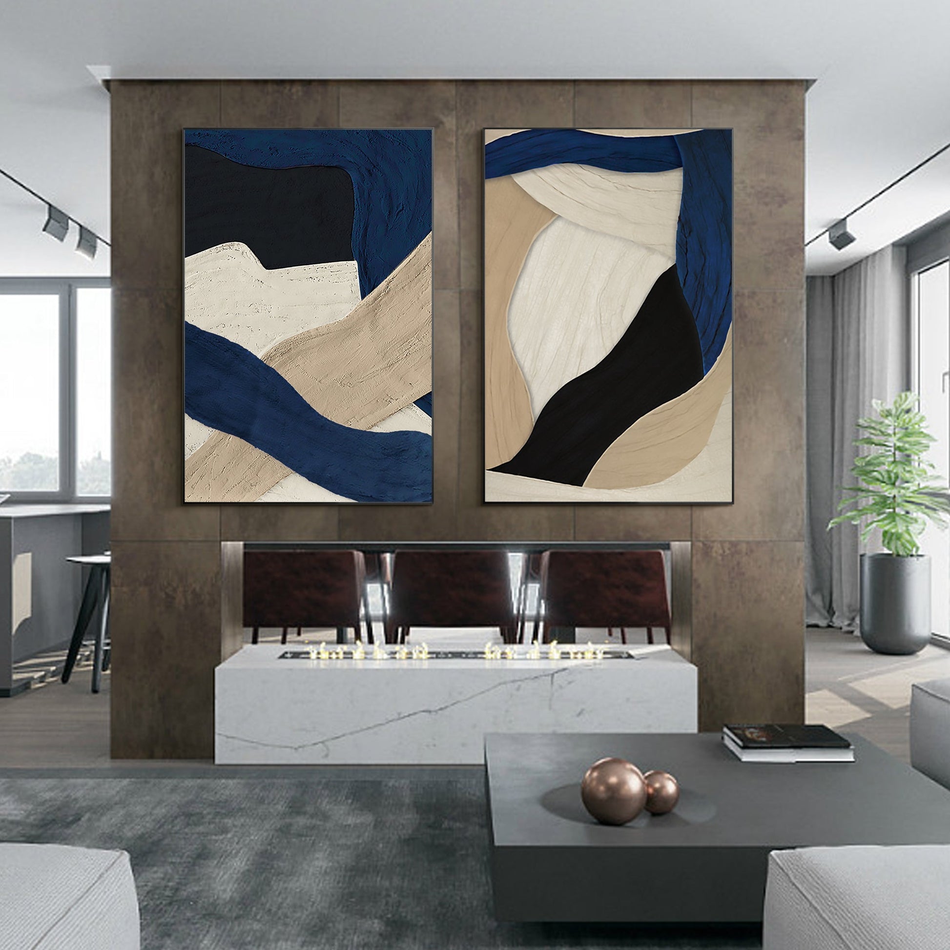Set of 2 Abstract Frame Painting