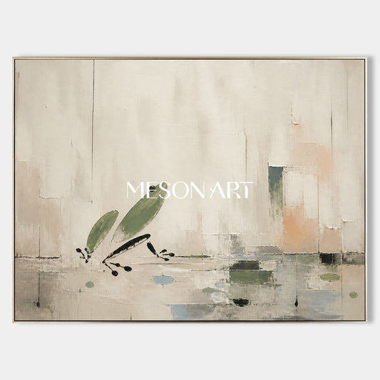 Minimalist Frog Abstract Painting On Linen Canvas For Modern Living Room And Bedroom Decor