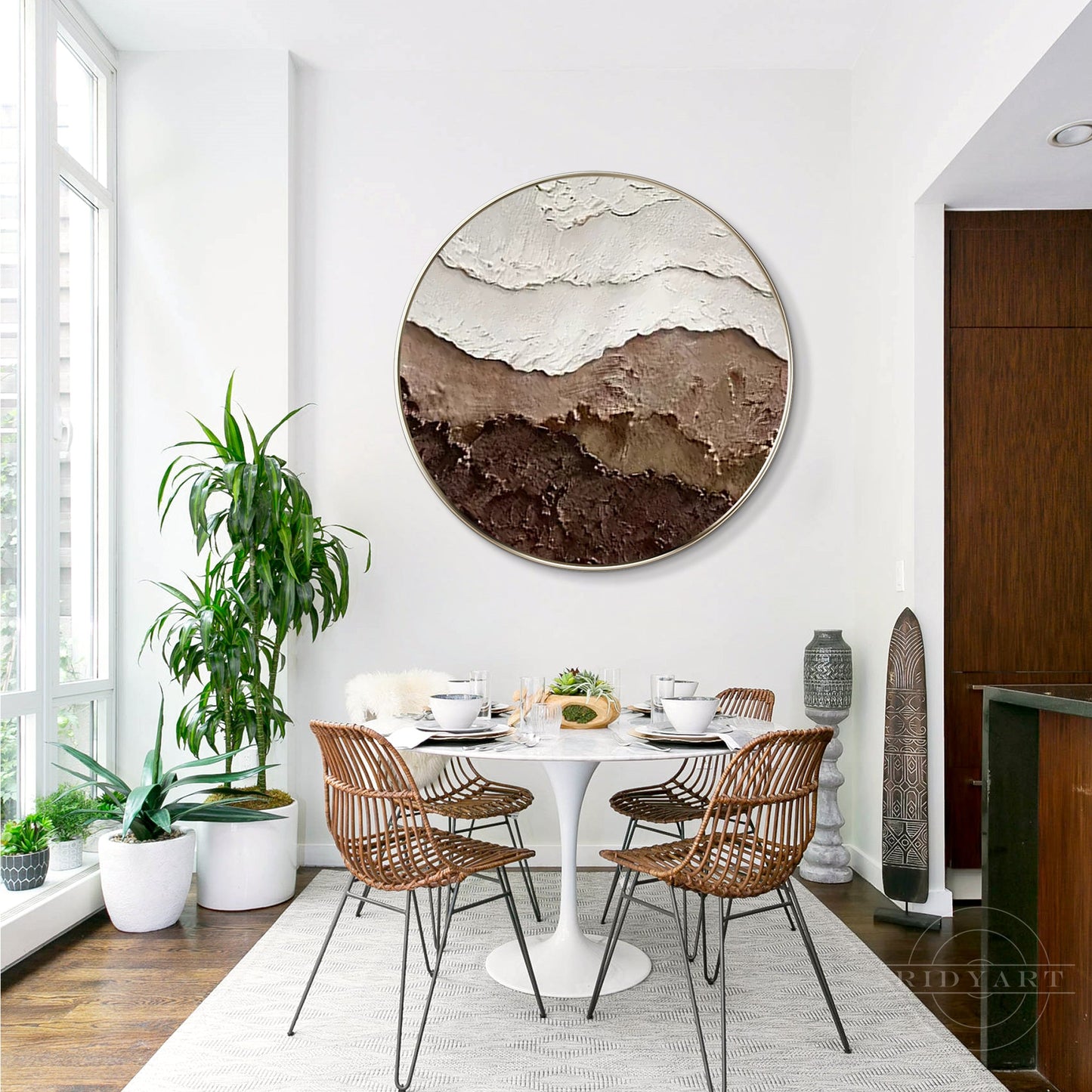 Earth Tone Brown 3D Textured Ocean Waves Wall Art Framed