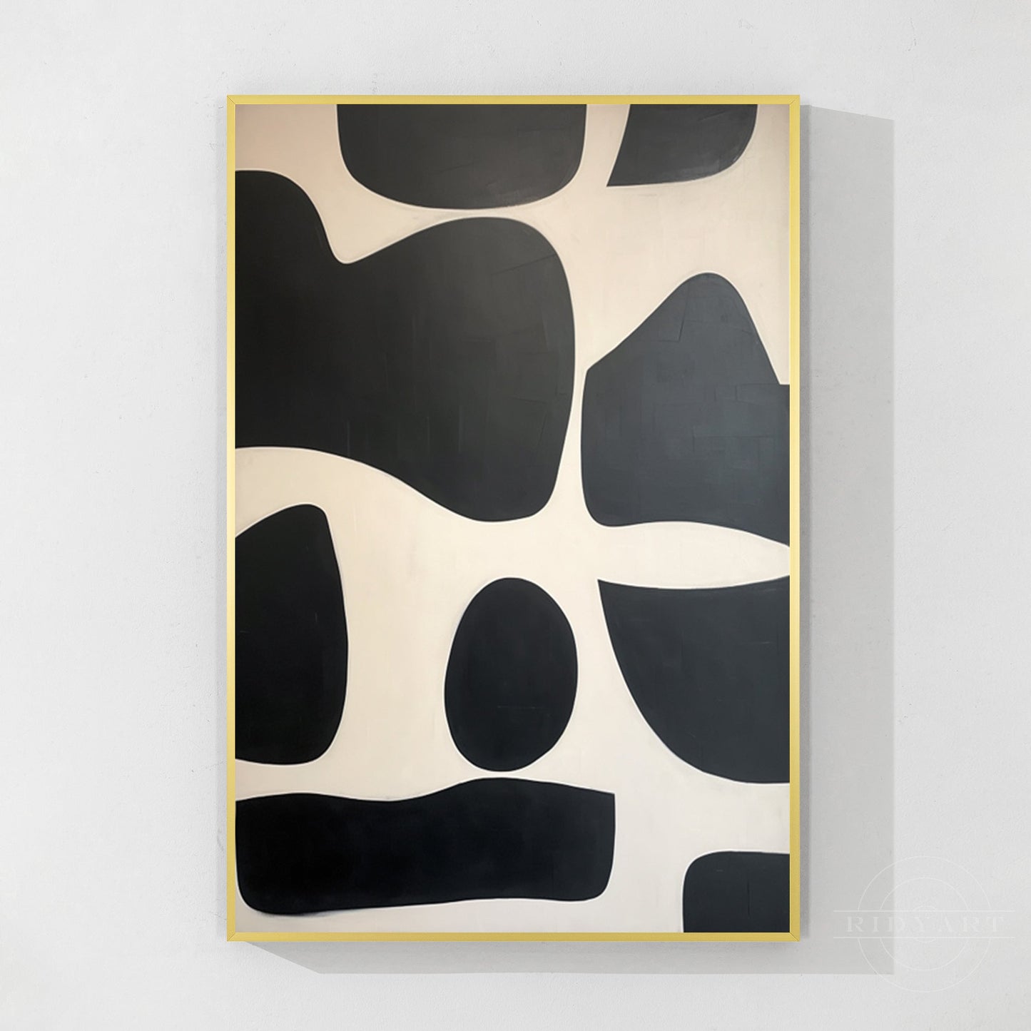 Black Beige Geometric Organic Shape Painting