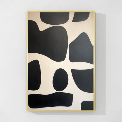 Black Beige Geometric Organic Shape Painting