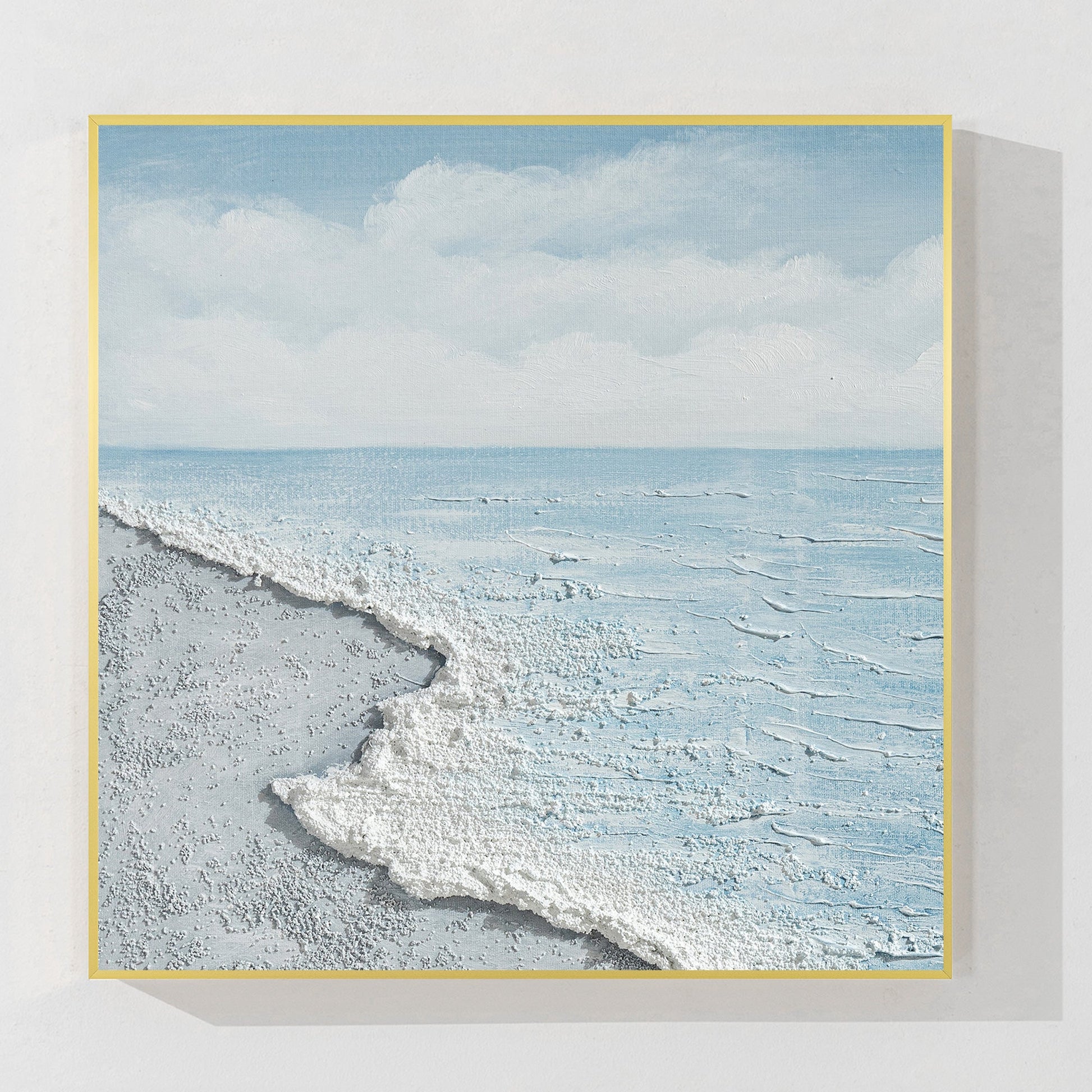 White Beach Sea Oil Painting Square Art