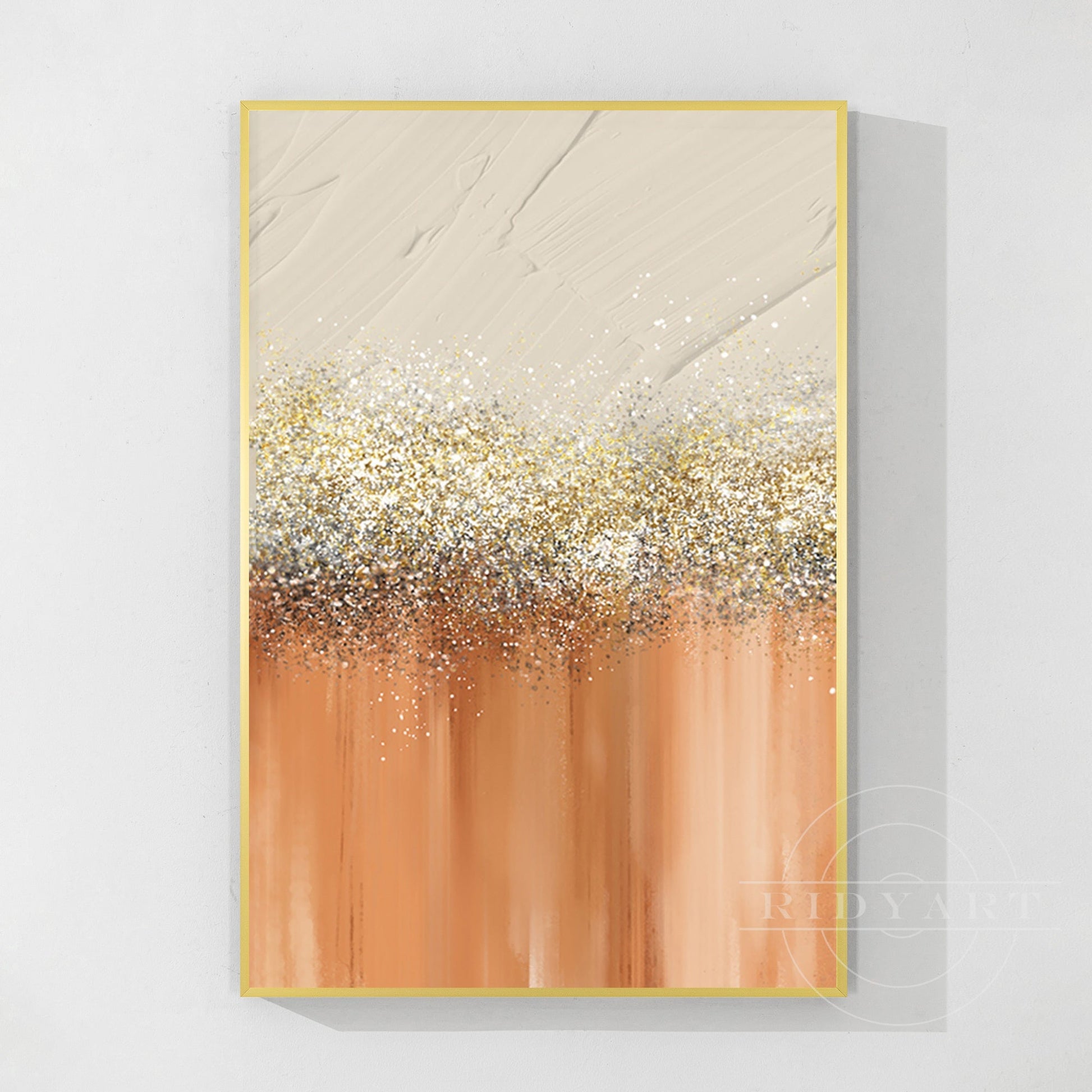 Orange Gold Silver wall art