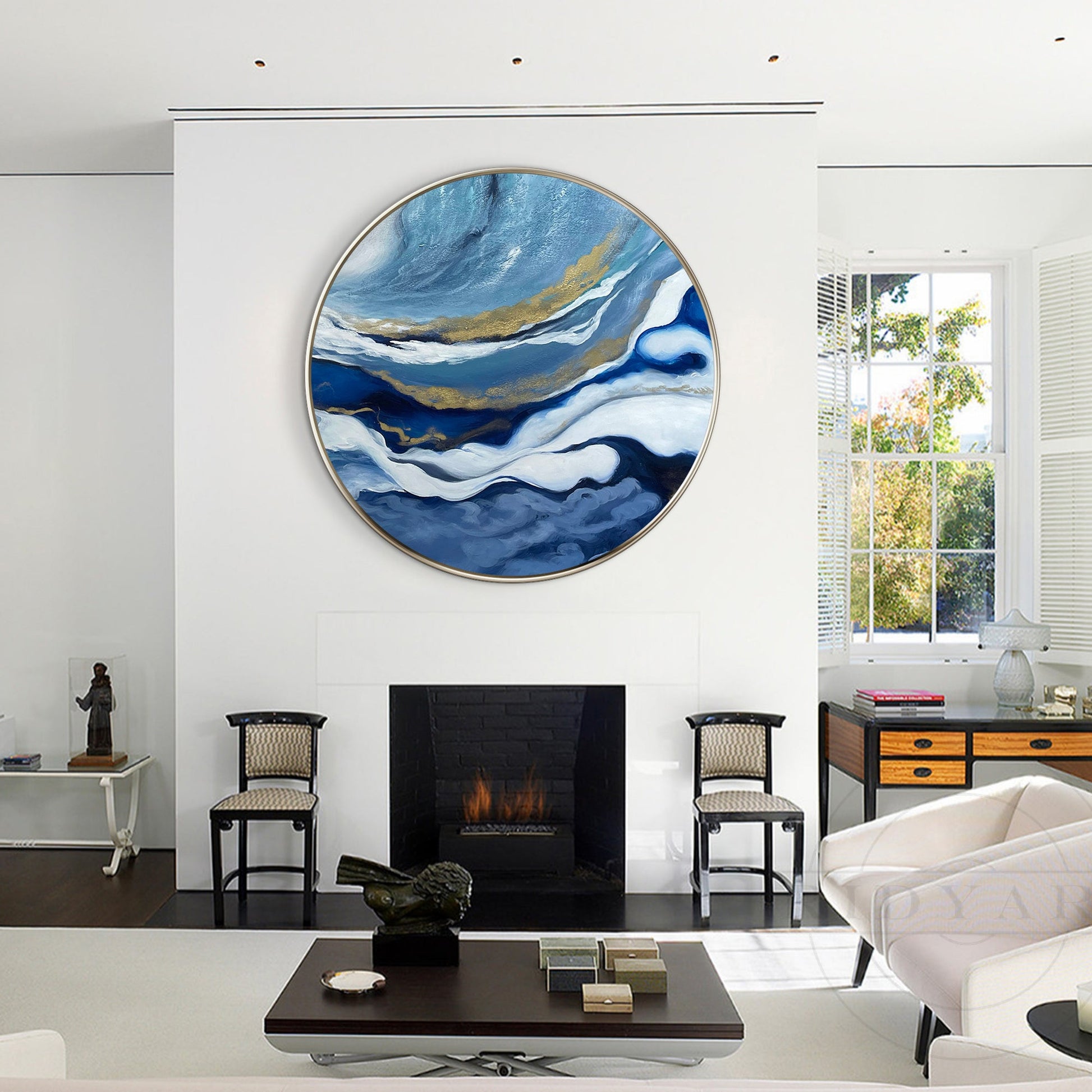 Navy Gold Abstract Art