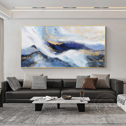 Navy blue Gold Mountain wall art