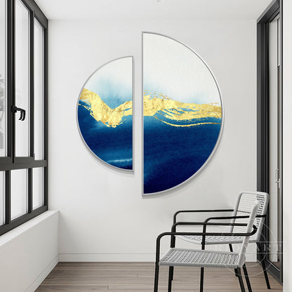 Navy and Gold Round Painting