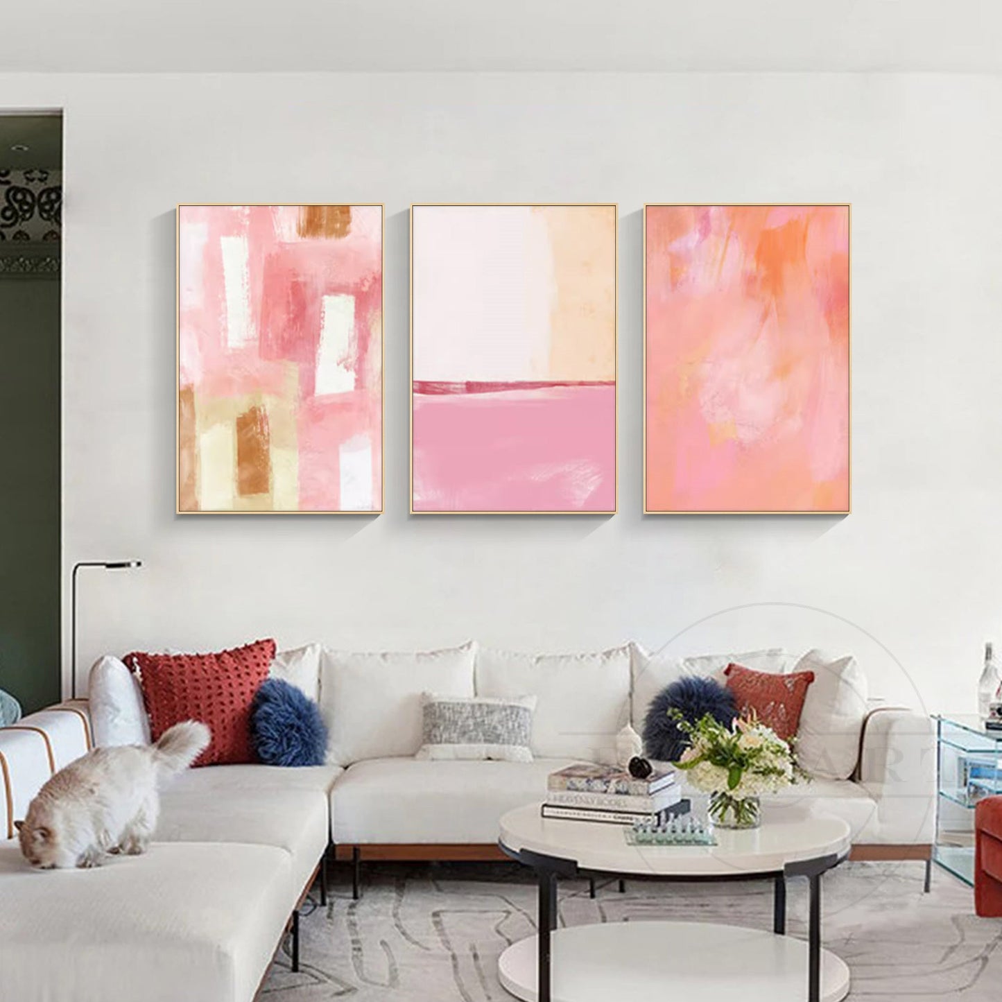 Set of 3 Abstract Blush Wall Art