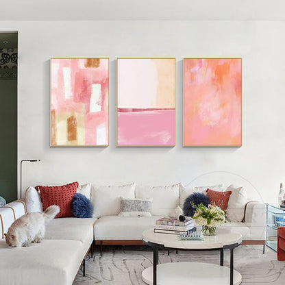 Set of 3 Abstract Blush Wall Art