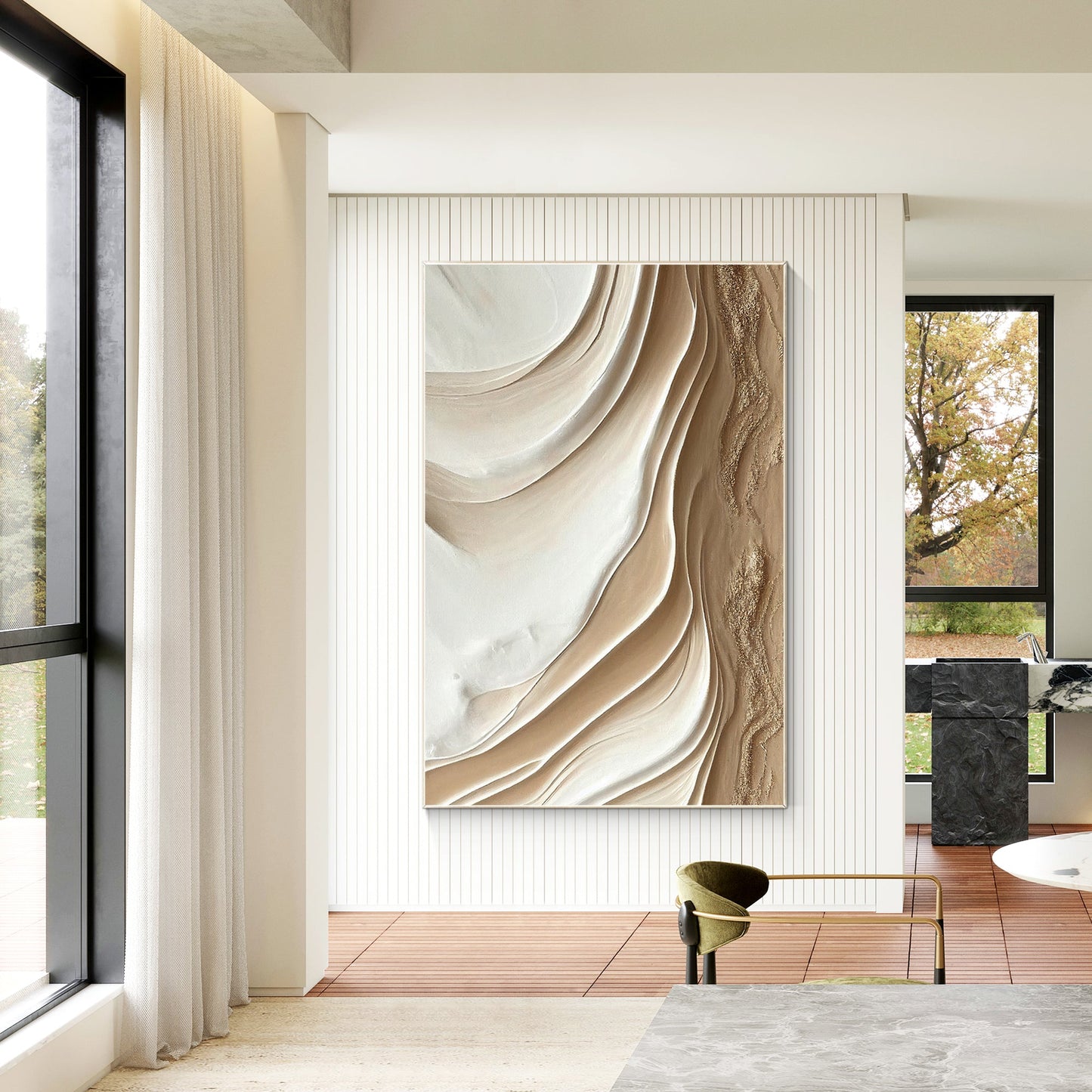 Earth Tone 3D Textured Abstract Ocean Painting