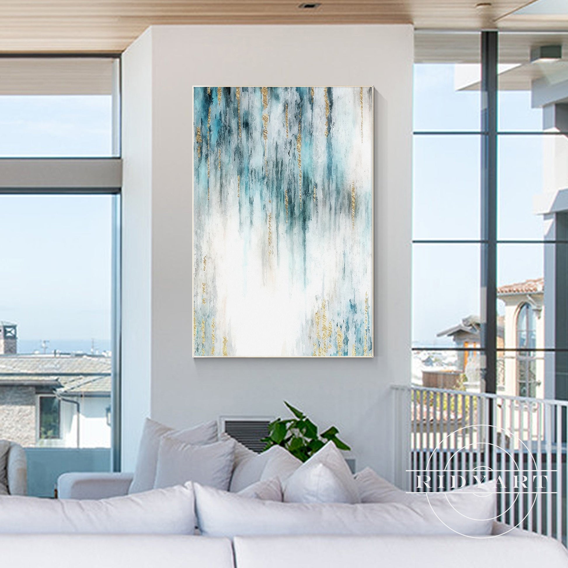 Teal and Gold wall art