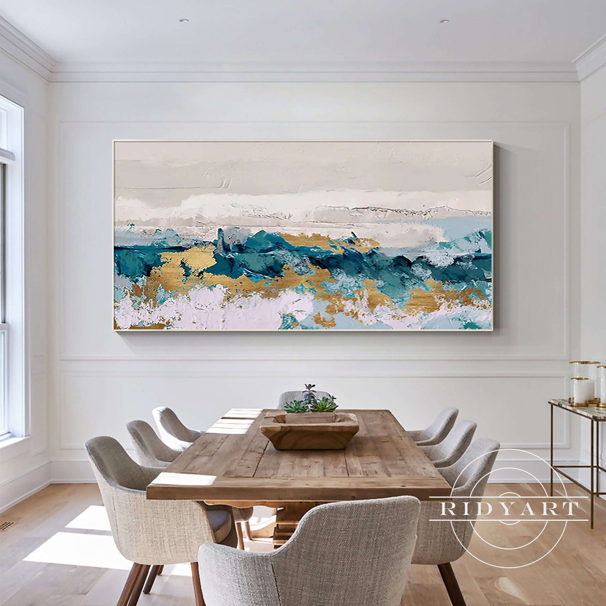 Turquoise Gold Abstract art