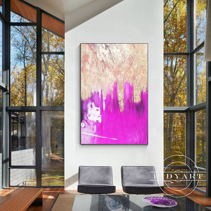Purple Gold Foil Abstract Canvas Painting Wall Art