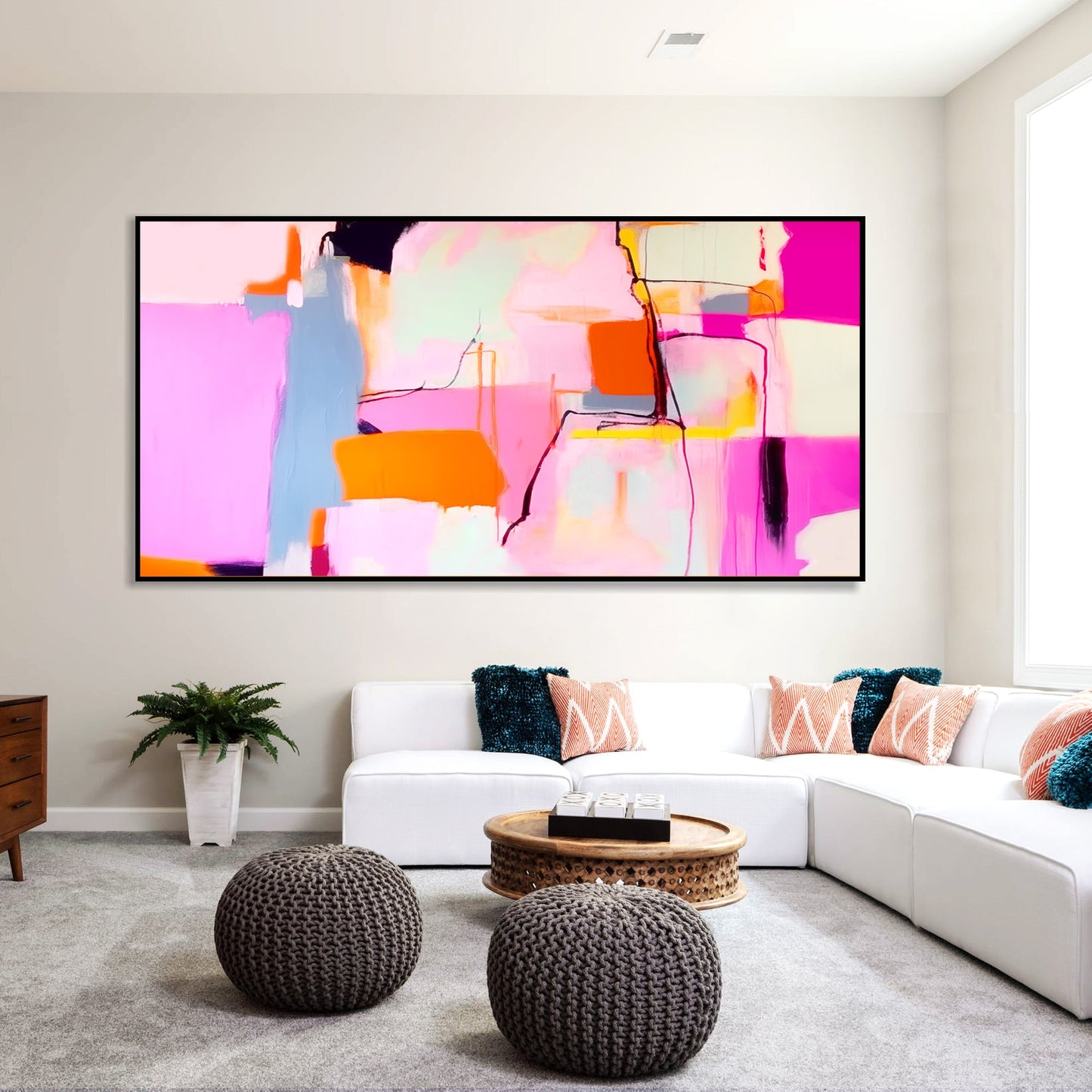 Hot Pink colorful Abstract Painting