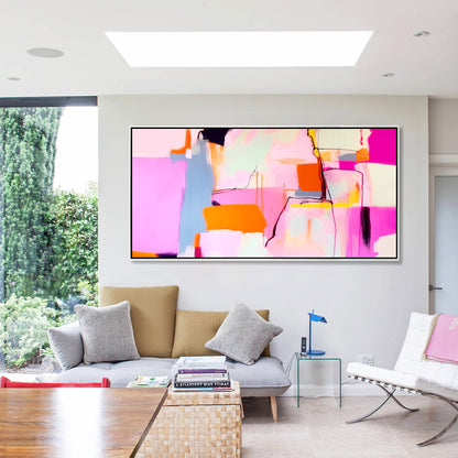 Hot Pink colorful Abstract Painting