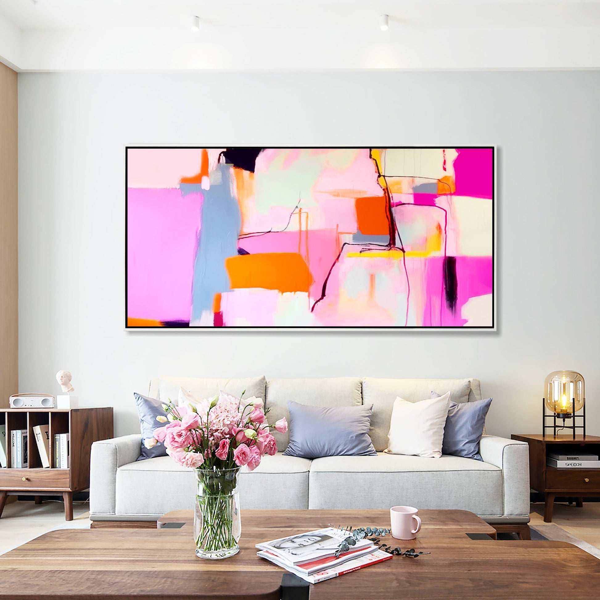 Hot Pink colorful Abstract Painting