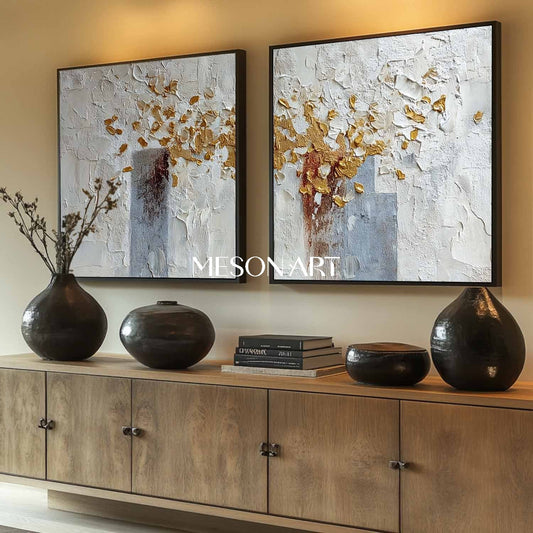 Buy Diptych Abstract Oil Painting Impasto Wall Art Entryway 24x20
