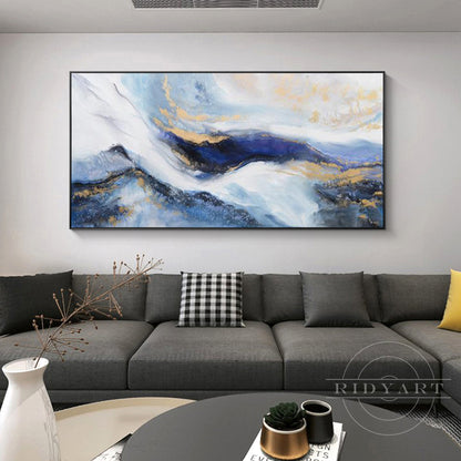 Navy blue Gold Mountain wall art