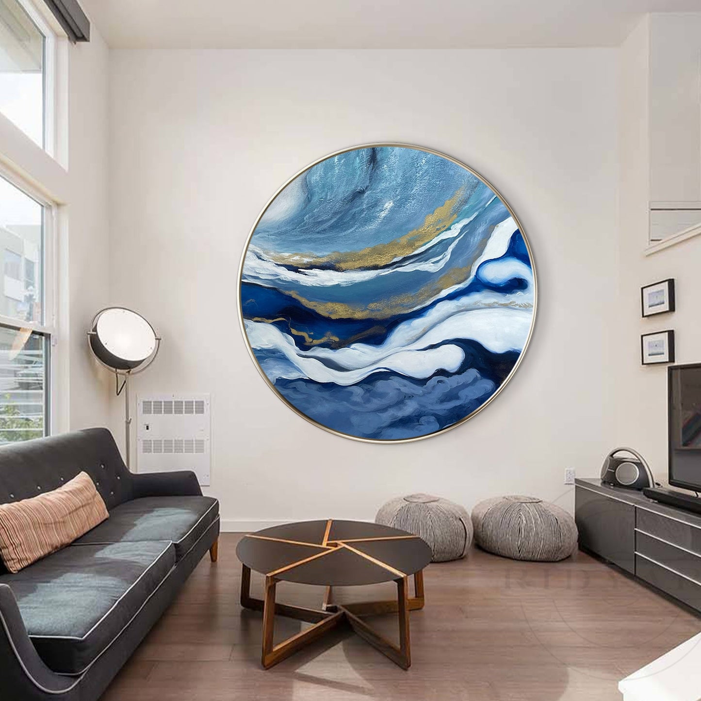 Navy Gold Abstract Art